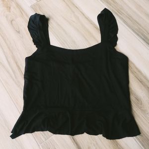 NWT Aeropostale Small Black Ruffled Crop Top